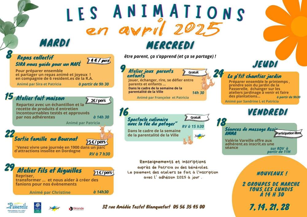 animations avril la passerelle 2025