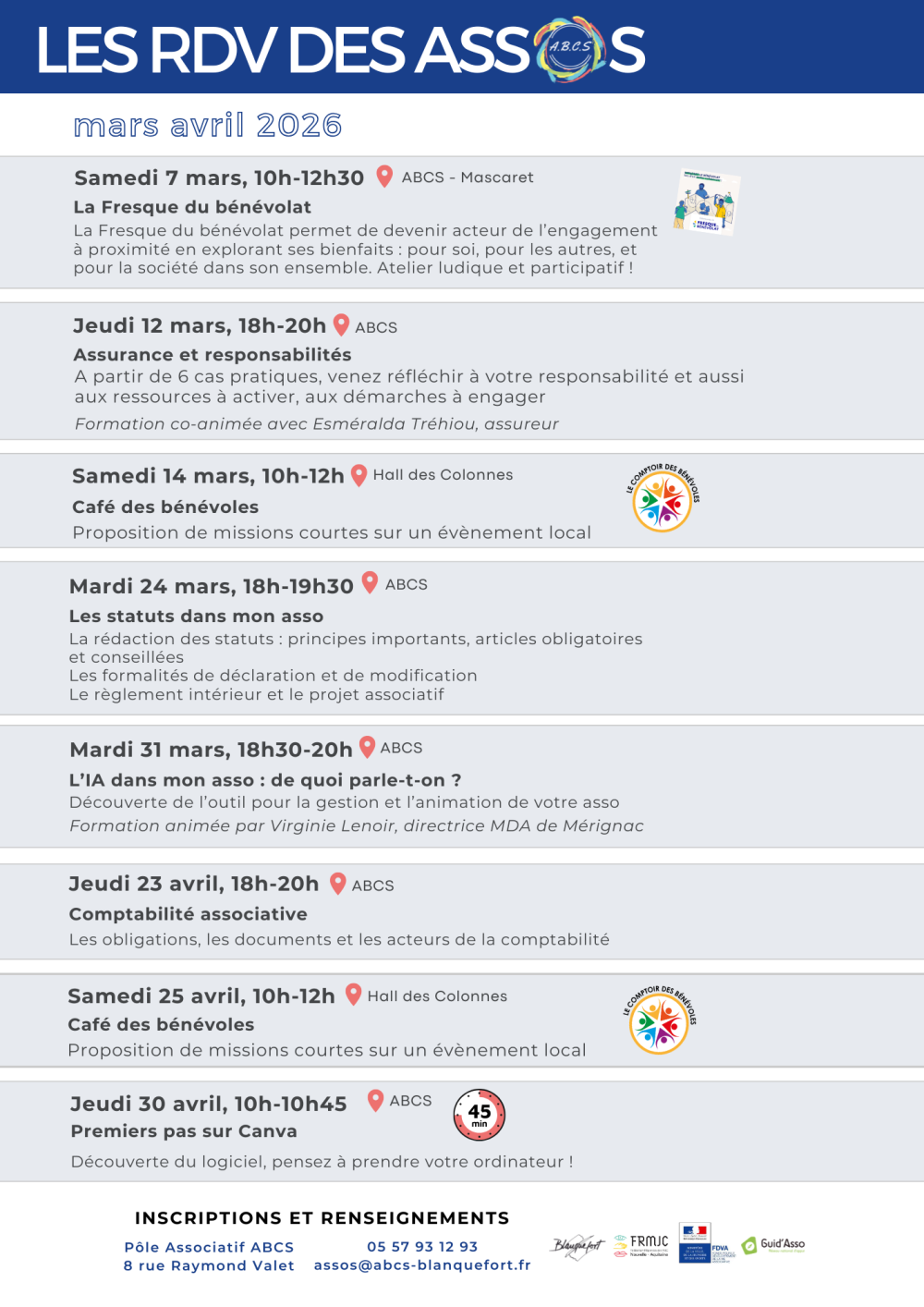 Bénévoles : vos RDV associatifs !