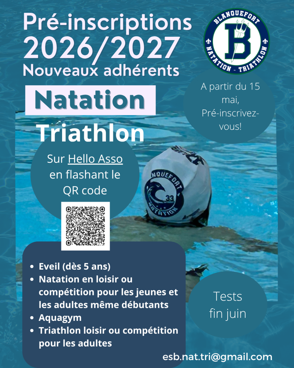 Affiche pré-inscriptions natation (Publication Instagram)