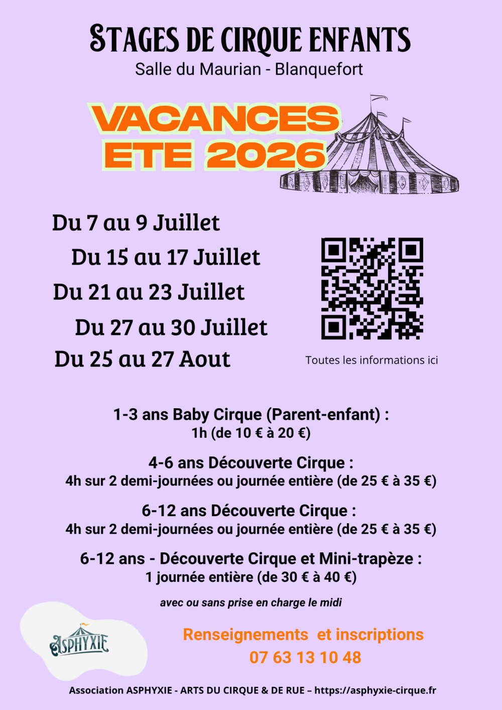 stages été 2026 asphyxie abcs