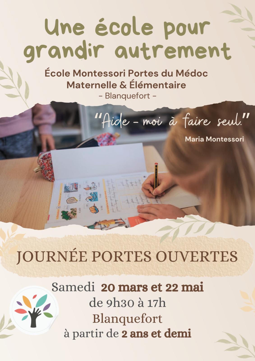 22-03 & 22-05. l’École Montessori Portes du Médoc ouvre ses portes aux familles !
