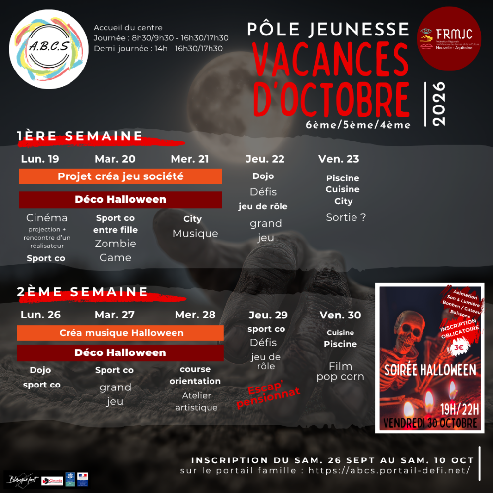 programme 11-13ans centre de loisirs abcs blanquefort automne 2026